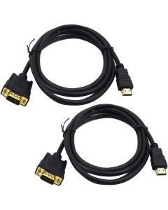 Sscon 2pcs 6ft/1.8 Meter HDMI to VGA Adapter Cable, Gold Plated 1080P HDMI Male to VGA Male Active Video Converter Cord Support Notebook PC DVD Player Laptop TV Projector Monitor