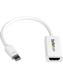 StarTech.com Mini DisplayPort to HDMI Adapter - Active mDP to HDMI Video Converter - 4K 30Hz - Mini DP or 1/2 Mac/PC to HDMI Monitor/TV/Display - mDP 1.2 to HDMI Adapter Dongle - White (MDP2HD4KSW)