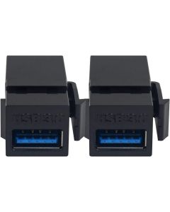 Poyiccot USB 3.0 Keystone Jack Inserts, (2-Pack) USB to USB Adapters Female to Female Connector for Wall Plate Outlet Panel-Black