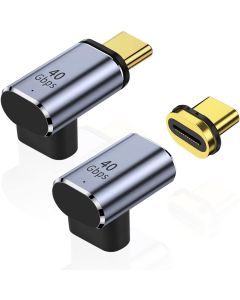 AreMe Right Angle USB-C Male to USB-C Female Magnetic Adapter (2 Pack), Up and Down 90 Degree Type-C Adapter Extender Compatible for Steam Deck, Switch, Notebook Computers, Tablet and Phones