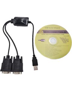 Micro Connectors, Inc. Plug and Play USB to Dual Serial DB9 Adapter Windows 10 / Win 8/ 7/ XP/ Vista / Mac (E07-162)