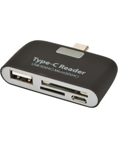 Innolage USB3.1 Type C Hub Beautiful Portable Mini USB OTG Adapter with LED USB C Hub USB SD TF Micro USB OTG Hub Adapter (Black)