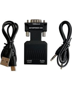 VGA to HDMI Adapter Converter with Audio,(PC VGA Source Output to TV/Monitor with HDMI Connector),Active Male VGA in Female HDMI 1080p Video Dongle adaptador Enterprises USA