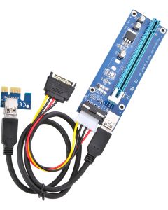 Optimal Shop PCI Express 16x to 1x Powered Riser Adapter Card w/60cm USB 3.0 Extension Cable and 4-Pin MOLEX to SATA Power Cable-GPU Riser Extender Cable-Ethereum Mining ETH (1 Pack 4 Pin)